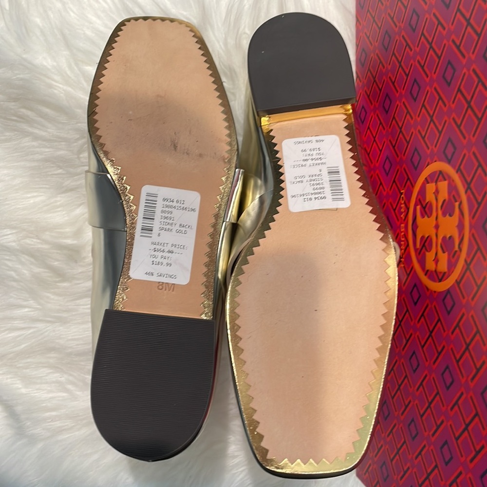 Tory Burch Mules silver never worn size 8. NEVER WORN - Picture 6 of 9